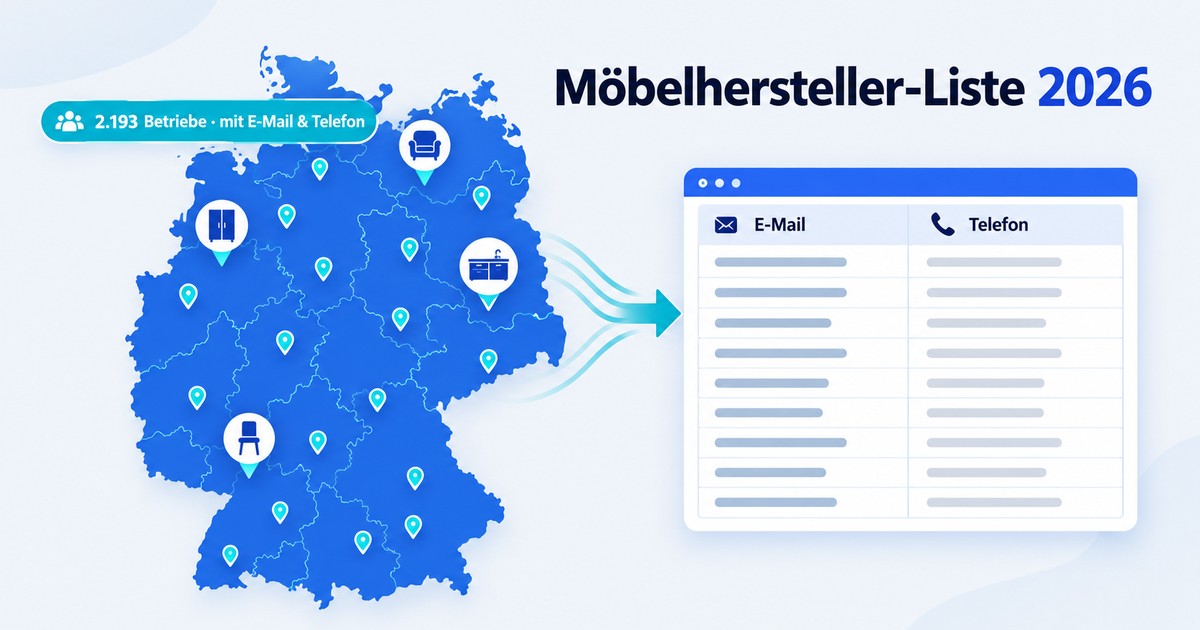 Möbelhersteller-Liste 2026: So bauen Sie Ihre B2B-Adressdatenbank in Minuten